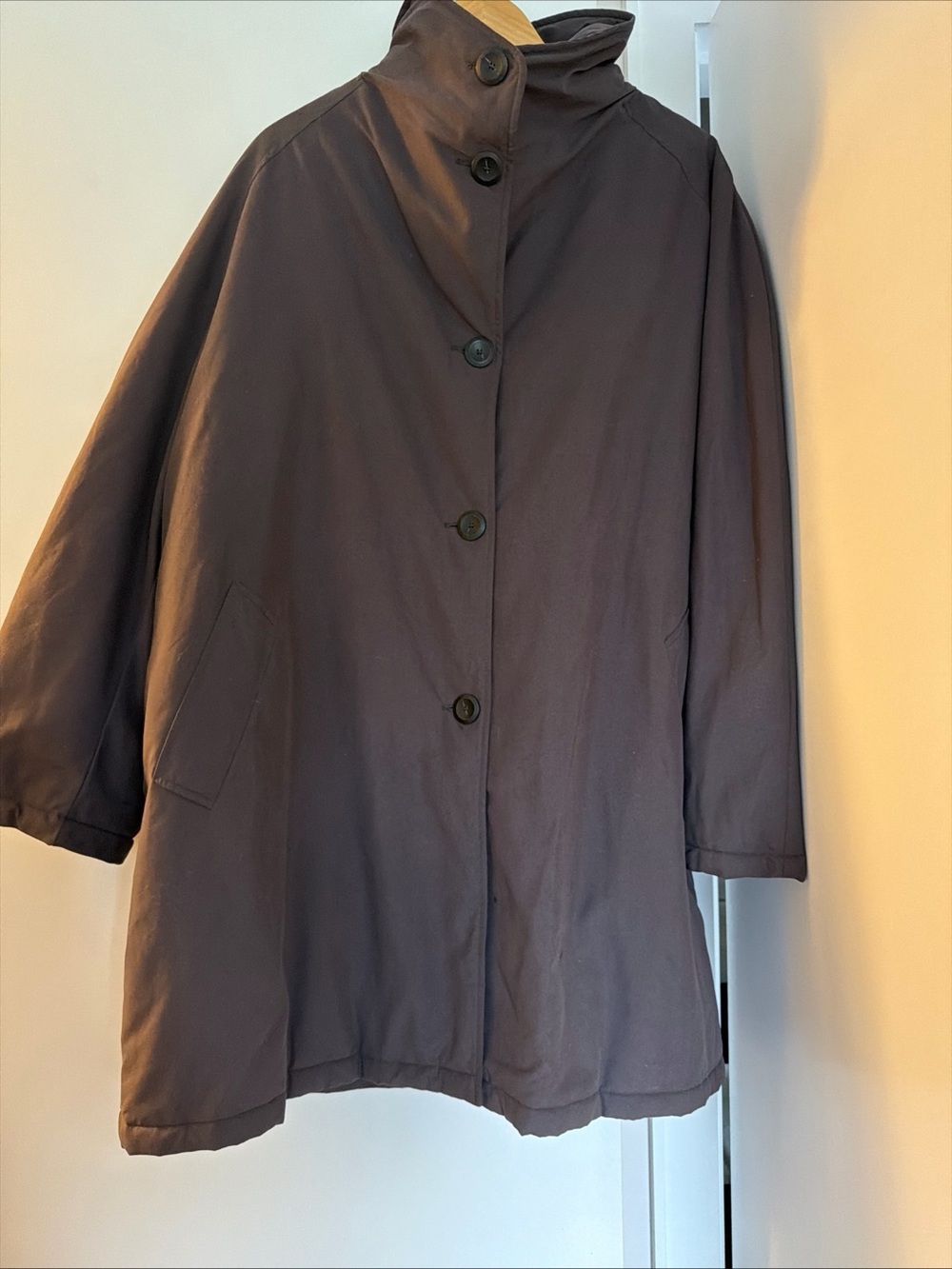 Marina Rinaldi Dark Brown High-Collar Button Coat size 27